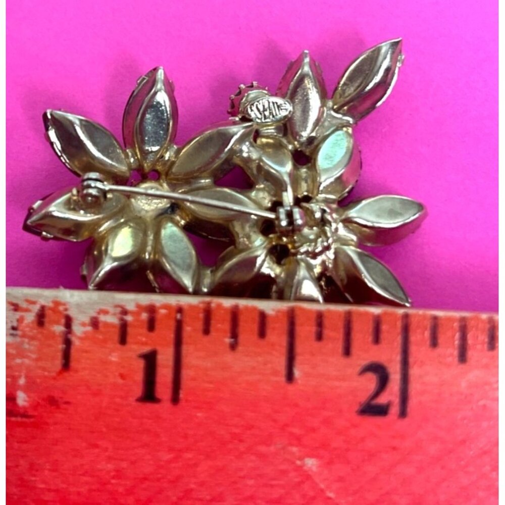 Weiss Ruby Red Crystal Brooch Ab Rhinestones Flor… - image 5